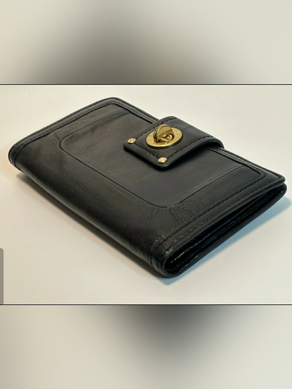 Marc by Marc Jacobs Black Leather Wallet with Gold Turn-Lock